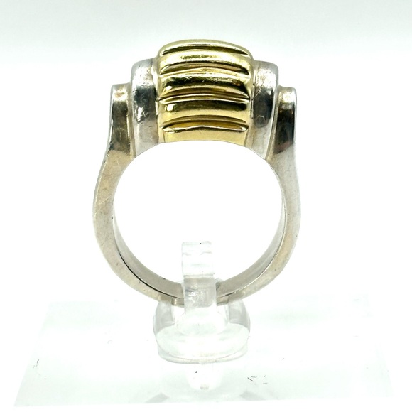 Lagos Vintage Caviar Gold & Silver Fluted Ring Size 7 - Picture 5 of 11